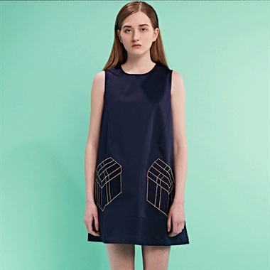 单喜PLAYLOUNGE原创女装2017年夏季新品礼盒刺绣装饰A型连衣PL-tmall.com天猫