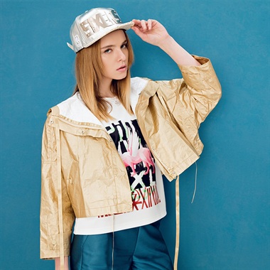 ZXL/设计师品牌PLAYLOUNGE原创女装2017年夏季金色杜邦小外套PL-tmall.com天猫